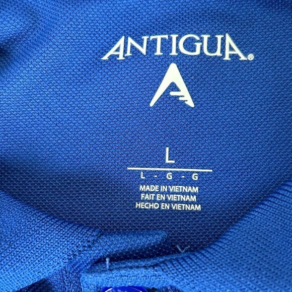 Antigua New York Giants Polo Shirt Size L Blue Embroidered Logo NFL Polyester - Picture 5 of 10